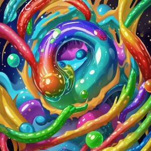 Dragon made of bubbles, vibrant colors, 4K