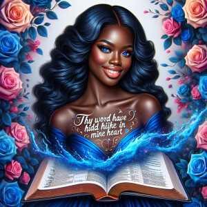 Create an image of an ultra-light-skinned African-American woman...