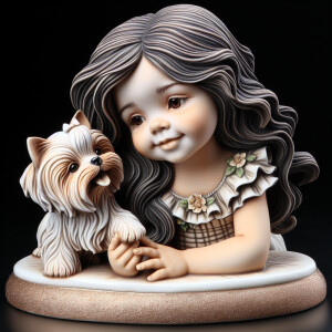 Prompt: porcelain Statue of a very light skin Latino girl with l...