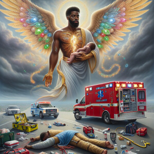 Create a realistic 3D oil painting depicting a scene of emergenc...