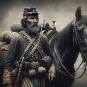 An ultra definition old wrinkled  photograph  of a union Calvary...