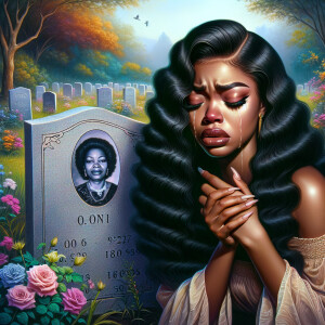 A beautiful light-skinnedb African-American woman with long wavy...