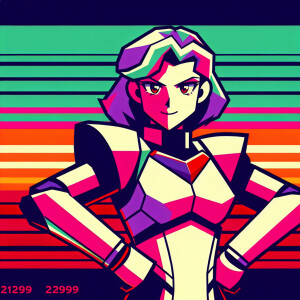 1990s anime screencap, girl a plugsuit, standing with hands on h...