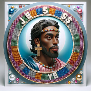 "Create a 3D realistic artwork featuring the phrase 'Jesus Saves...