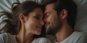 Describe the emotions and expressions of a couple experiencing a...