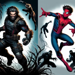 Wolverine  and spider man  best friends fighting bad A friend pe...
