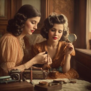 Mother and daughter having a great time doing their make up. Mot...