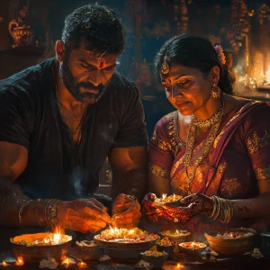 Create a realistic painting-style image in a 16:9 aspect ratio d...