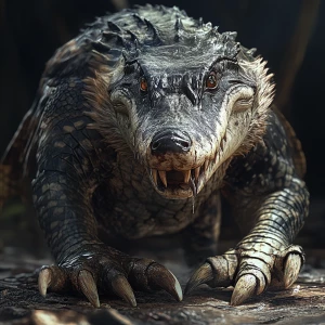 Radioactive Badger , body of a alligator, head of a badger , fe...