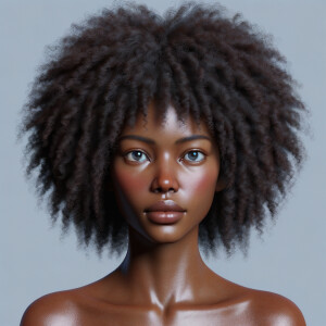 A Afro creole woman with 4c hair type and medium dark skin