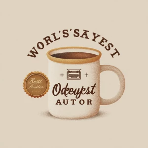 Minimalist vintage-style mug illustration, bold serif text readi...