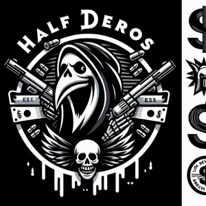 Design a bold circular and edgy logo with and the name ('HALF DE...