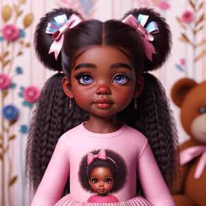Refine the 3D realistic image of a four-year-old African-America...
