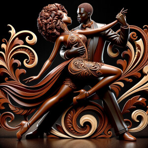 3d wood and porcelain sculpture of an Afrocentric woman with a m...