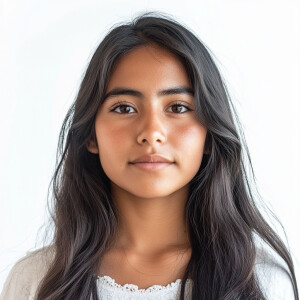 Create an image of an 18-year-old Mexican woman with a clean fac...