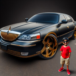 Matt black gold line Lincoln Towncar 2005 Vision extra wide Body...