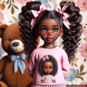 Refine the 3D realistic image of a four-year-old African-America...