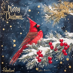 Create a visually striking Christmas-themed image featuring a sn...