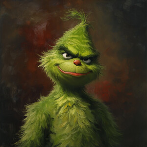 painted by Rembrandt,  Portrait of the movie character The Grinc...