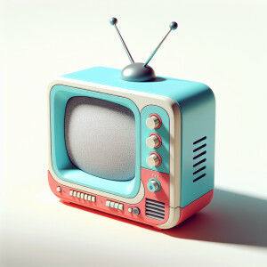 Describe a television set against a white background