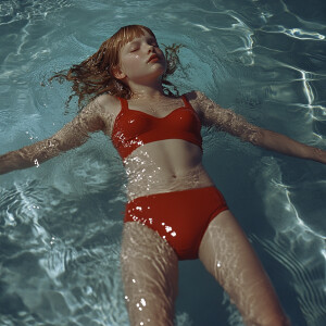 Tween pretending to be dead  red swimsuit overdose