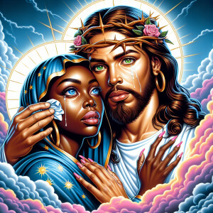 Ensure that the image distinctly represents both Jesus Christ an...