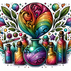 A colorful logo boho hippie style empowered apothecary rainbow c...