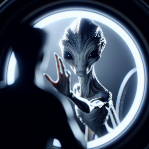 Capture a 35mm photograph of an inquisitive creature from anothe...