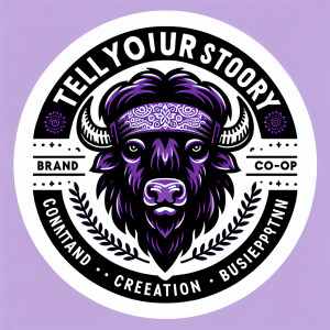 Create a dynamic, powerful, logo for a company called PURPLE BUF...