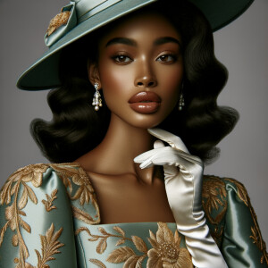 Imagine a portrait of a light-skinned African-American woman wit...
