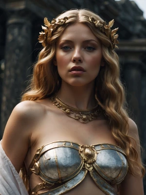 Create an image showcasing Aphrodite, the Greek goddess of love,...
