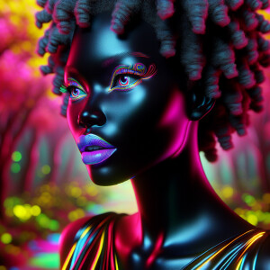 3D fluorescent image of a beautiful LIGHT SKIN African American...
