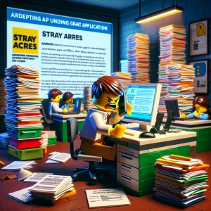 Create an image depicting a Lego minifigure in an office setting...