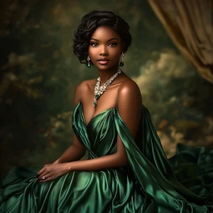 A captivatingly beautiful woman with light, flawless skin, radia...