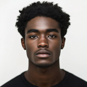 Create an image of a 21-year-old African American man with dark...