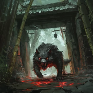 Within an ancient, decrepit temple shrouded by bamboo, a demon b...