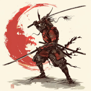 Full body image of an honorable Japanese samurai with the spirit...