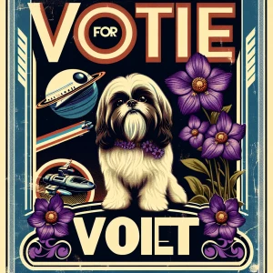 Hip 70s sci fi  theme retro Campaign poster- Vote for Violet - V...