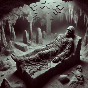 Full body image of Count Dracula of Romania, 300 years old, body...