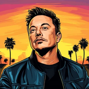 Elon Musk in GTA art style, , in the style of a Grand Theft Aut...