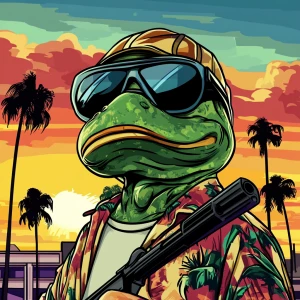 MEME PEPE in GTA art style —  — in the style of a Grand Theft Au...