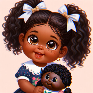 African-American girl with huge Hazel Brown eyes and long, black...