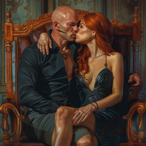 A photorealistic high resolution image. Light ginger haired fema...