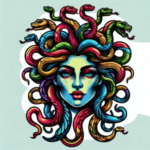 A colorful tattoo medusa