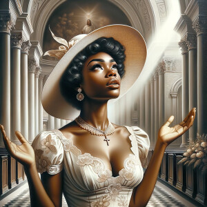 Create an airbrush oil painting of an African American woman wit...