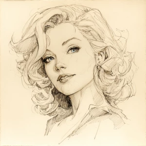 Create a noir-style portrait of a blonde woman, inspired by the...