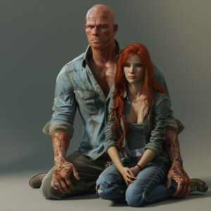 A photorealistic high resolution image. Light ginger haired fema...