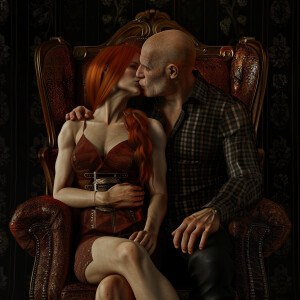 A photorealistic high resolution image. Light ginger haired fema...