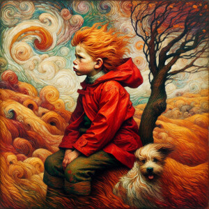 Ultra realistic Abstract Art  oil painting of a Freckled child w...