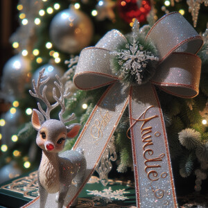 crystallized ribbon name *amelie* wrapped around a christmas tre...